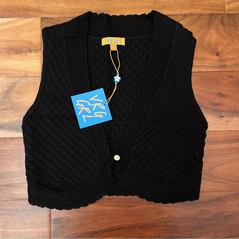 VRG GRL Black Knit Sleeveless Blouse Vest